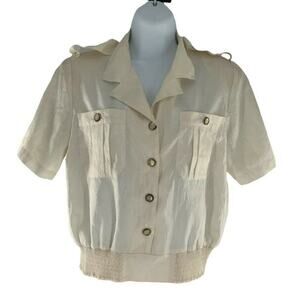 Laura & Jayne Petite Collection Vintage Top Women's Sz 10P Front Buttons Pockets